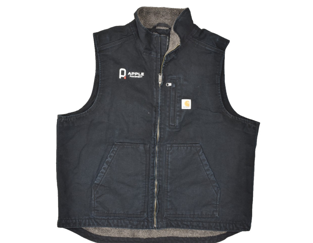 Carhartt 104277 Sherpa Lined Vest Black Cotton Duck Canvas Loose Fit Size XL
